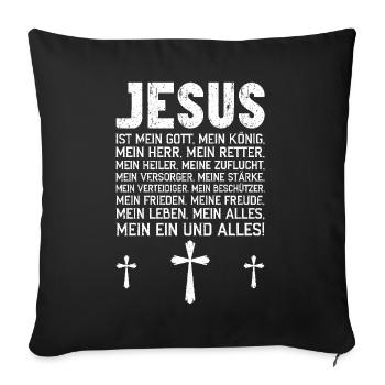 Service d’adoration des croyants catholiques chrétiens de Jésus - Coussin et housse de 45 x 45 cm - noir - Devant