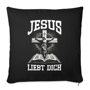 Service d’adoration des croyants catholiques chrétiens de Jésus - Coussin et housse de 45 x 45 cm - noir - Devant