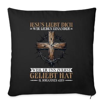Jesus Christian Catholic Believers Worship Service - Sofa pillow with filling 45cm x 45cm - black - Front