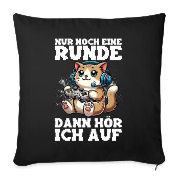 Just one more round, then I'll listen to cats - Sofa pillow with filling 45cm x 45cm - black - Front