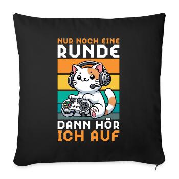 Just one more round, then I'll listen to cats - Sofa pillow with filling 45cm x 45cm - black - Front
