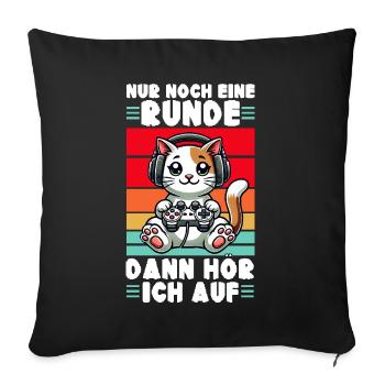 Just one more round, then I'll listen to cats - Sofa pillow with filling 45cm x 45cm - black - Front