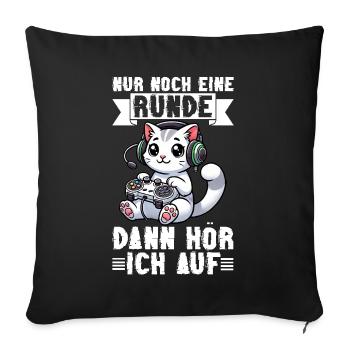 Just one more round, then I'll listen to cats - Sofa pillow with filling 45cm x 45cm - black - Front