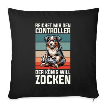 Il me tend la manette que le roi veut jouer - Coussin et housse de 45 x 45 cm - noir - Devant