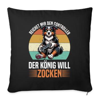 Il me tend la manette que le roi veut jouer - Coussin et housse de 45 x 45 cm - noir - Devant