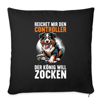 Il me tend la manette que le roi veut jouer - Coussin et housse de 45 x 45 cm - noir - Devant