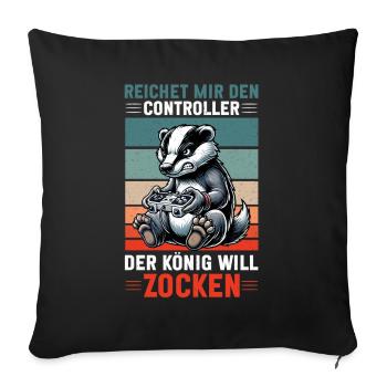 Il me tend la manette que le roi veut jouer - Coussin et housse de 45 x 45 cm - noir - Devant