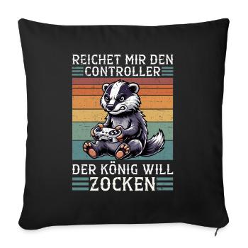 Il me tend la manette que le roi veut jouer - Coussin et housse de 45 x 45 cm - noir - Devant