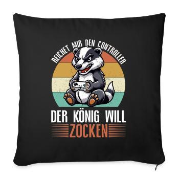 Il me tend la manette que le roi veut jouer - Coussin et housse de 45 x 45 cm - noir - Devant