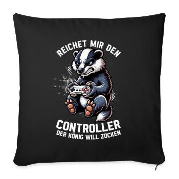 Il me tend la manette que le roi veut jouer - Coussin et housse de 45 x 45 cm - noir - Devant