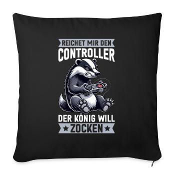 Il me tend la manette que le roi veut jouer - Coussin et housse de 45 x 45 cm - noir - Devant