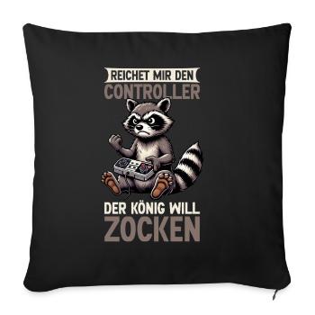 Il me tend la manette que le roi veut jouer - Coussin et housse de 45 x 45 cm - noir - Devant