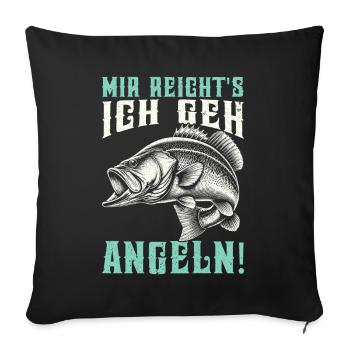 Pêcheur Canne à pêche Drôle Pêcheur Hobby Pêcheur - Coussin et housse de 45 x 45 cm - noir - Devant