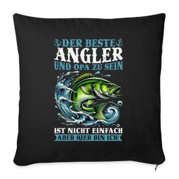 Pêcheur Canne à pêche Drôle Pêcheur Hobby Pêcheur - Coussin et housse de 45 x 45 cm - noir - Devant