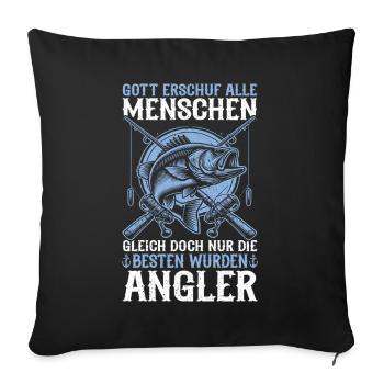 Pêcheur Canne à pêche Drôle Pêcheur Hobby Pêcheur - Coussin et housse de 45 x 45 cm - noir - Devant