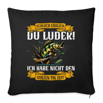 Pêcheur Canne à pêche Drôle Pêcheur Hobby Pêcheur - Coussin et housse de 45 x 45 cm - noir - Devant