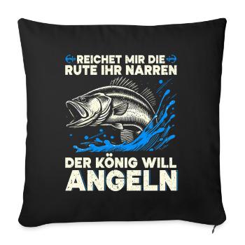 Pêcheur Canne à pêche Drôle Pêcheur Hobby Pêcheur - Coussin et housse de 45 x 45 cm - noir - Devant