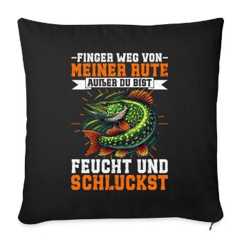 Pêcheur Canne à pêche Drôle Pêcheur Hobby Pêcheur - Coussin et housse de 45 x 45 cm - noir - Devant
