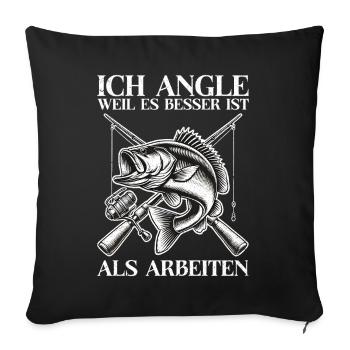 Pêcheur Canne à pêche Drôle Pêcheur Hobby Pêcheur - Coussin et housse de 45 x 45 cm - noir - Devant