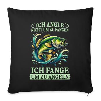 Pêcheur Canne à pêche Drôle Pêcheur Hobby Pêcheur - Coussin et housse de 45 x 45 cm - noir - Devant