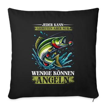 Pêcheur Canne à pêche Drôle Pêcheur Hobby Pêcheur - Coussin et housse de 45 x 45 cm - noir - Devant