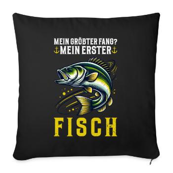 Pêcheur Canne à pêche Drôle Pêcheur Hobby Pêcheur - Coussin et housse de 45 x 45 cm - noir - Devant