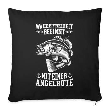 Pêcheur Canne à pêche Drôle Pêcheur Hobby Pêcheur - Coussin et housse de 45 x 45 cm - noir - Devant