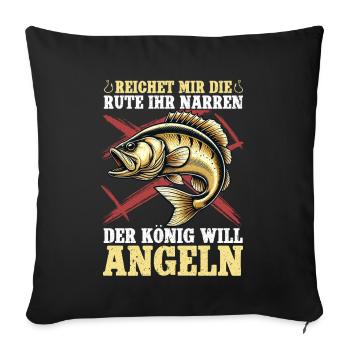 Pêcheur Canne à pêche Drôle Pêcheur Hobby Pêcheur - Coussin et housse de 45 x 45 cm - noir - Devant