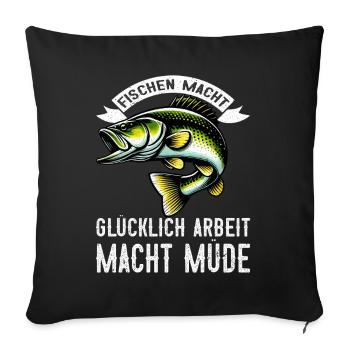 Pêcheur Canne à pêche Drôle Pêcheur Hobby Pêcheur - Coussin et housse de 45 x 45 cm - noir - Devant