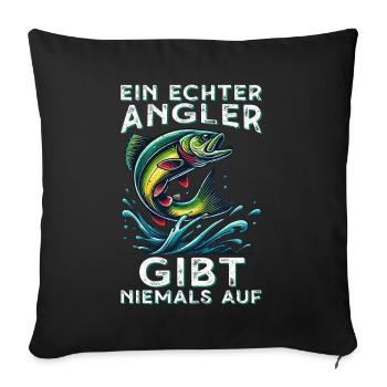 Pêcheur Canne à pêche Drôle Pêcheur Hobby Pêcheur - Coussin et housse de 45 x 45 cm - noir - Devant