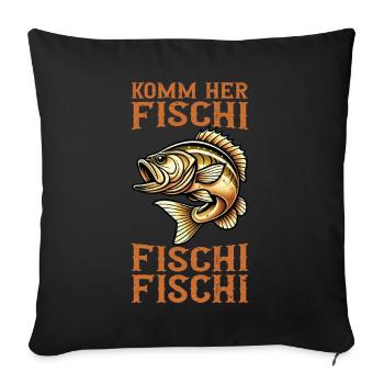 Pêcheur Canne à pêche Drôle Pêcheur Hobby Pêcheur - Coussin et housse de 45 x 45 cm - noir - Devant
