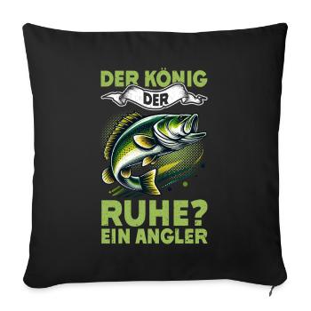 Pêcheur Canne à pêche Drôle Pêcheur Hobby Pêcheur - Coussin et housse de 45 x 45 cm - noir - Devant