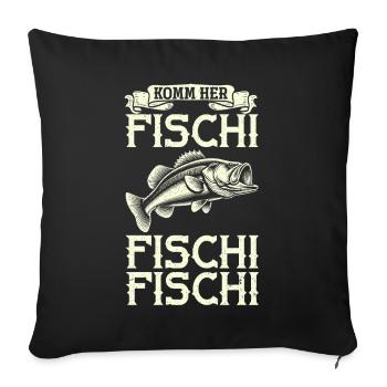Pêcheur Canne à pêche Drôle Pêcheur Hobby Pêcheur - Coussin et housse de 45 x 45 cm - noir - Devant