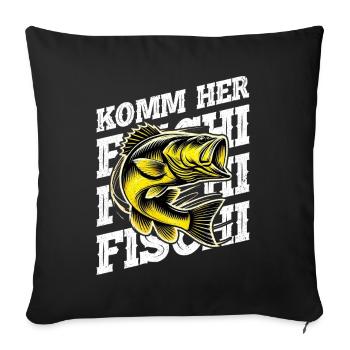 Pêcheur Canne à pêche Drôle Pêcheur Hobby Pêcheur - Coussin et housse de 45 x 45 cm - noir - Devant