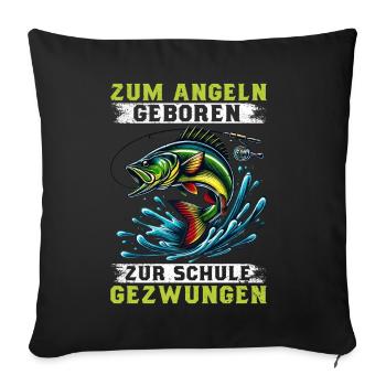 Pêcheur Canne à pêche Drôle Pêcheur Hobby Pêcheur - Coussin et housse de 45 x 45 cm - noir - Devant