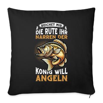 Pêcheur Canne à pêche Drôle Pêcheur Hobby Pêcheur - Coussin et housse de 45 x 45 cm - noir - Devant