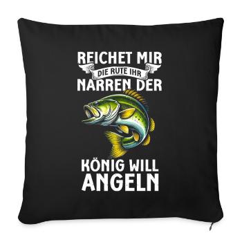 Pêcheur Canne à pêche Drôle Pêcheur Hobby Pêcheur - Coussin et housse de 45 x 45 cm - noir - Devant