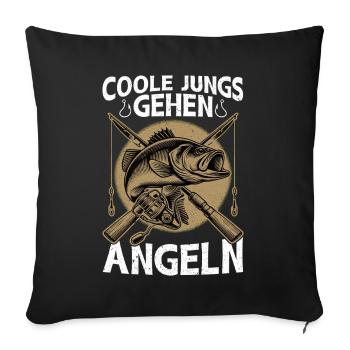 Pêcheur Canne à pêche Drôle Pêcheur Hobby Pêcheur - Coussin et housse de 45 x 45 cm - noir - Devant