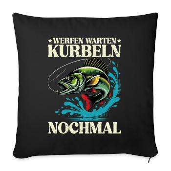 Pêcheur Canne à pêche Drôle Pêcheur Hobby Pêcheur - Coussin et housse de 45 x 45 cm - noir - Devant