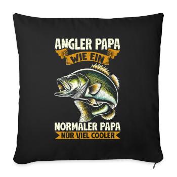 Pêcheur Canne à pêche Drôle Pêcheur Hobby Pêcheur - Coussin et housse de 45 x 45 cm - noir - Devant