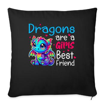 Dragon Créatures Dragon Médiéval - Coussin et housse de 45 x 45 cm - noir - Devant