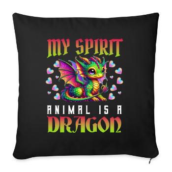 Dragon Créatures Dragon Médiéval - Coussin et housse de 45 x 45 cm - noir - Devant