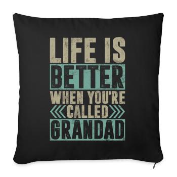 Grand-père Grand-père Pops Grand-parent - Coussin et housse de 45 x 45 cm - noir - Devant