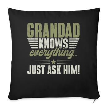 Grand-père Grand-père Pops Grand-parent - Coussin et housse de 45 x 45 cm - noir - Devant