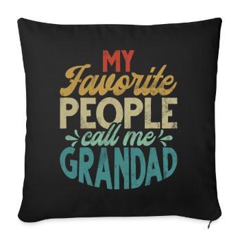 Grand-père Grand-père Pops Grand-parent - Coussin et housse de 45 x 45 cm - noir - Devant