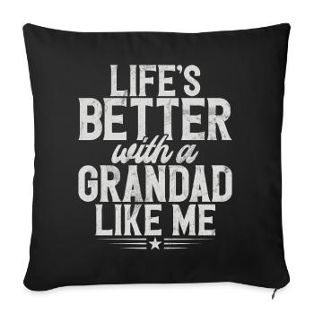 Grand-père Grand-père Pops Grand-parent - Coussin et housse de 45 x 45 cm - noir - Devant