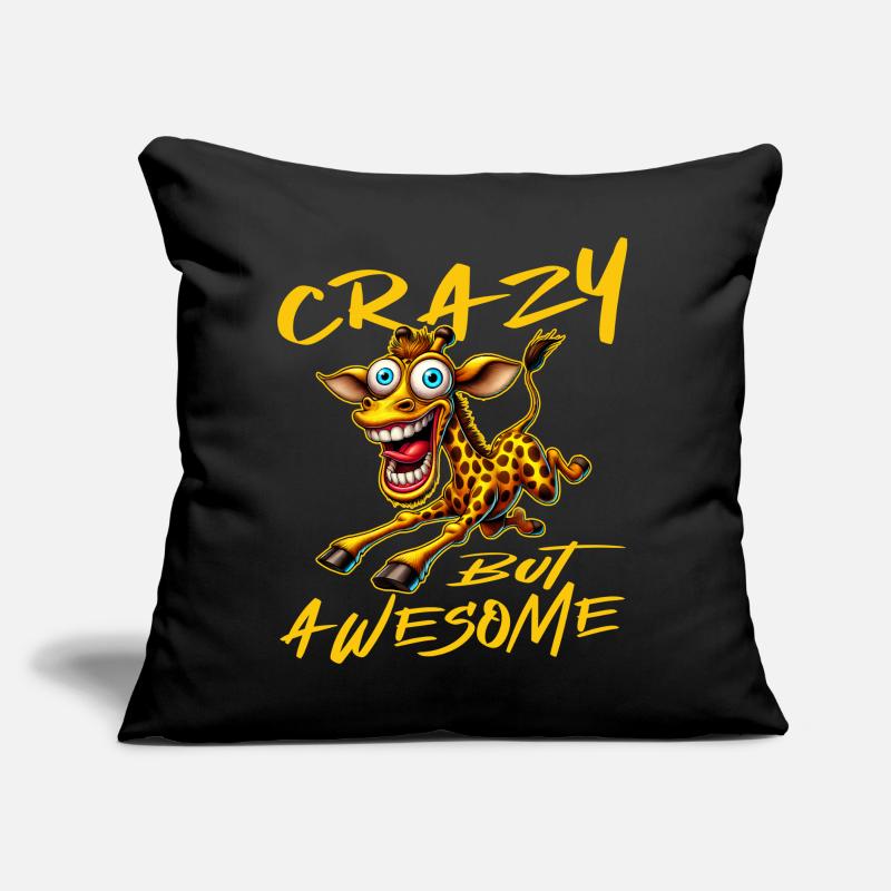 Crazy but Awesome Giraffe Comic Style Sofa pillow with filling 45cm x 45cm