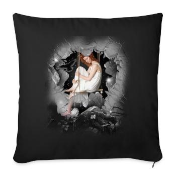 mystisch Märchen Märchenfigur Mädchen Fee Elfe - Sofakissen mit Füllung 45 x 45 cm - Schwarz - Vorne