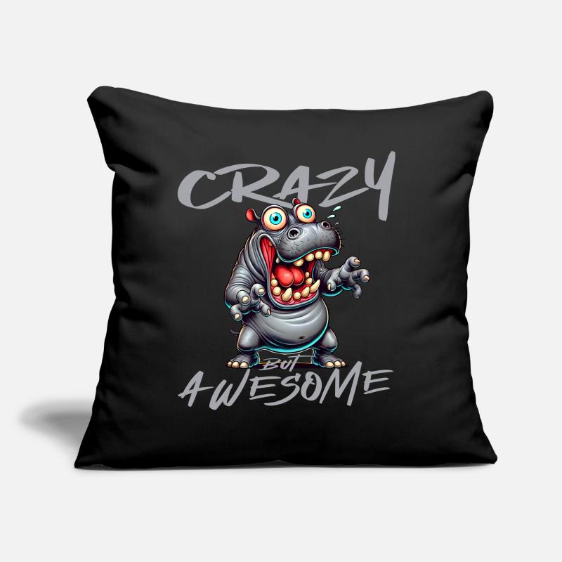 Crazy but Awesome Nilpferd Comic Stil Sofakissen mit Füllung 45 x 45 cm
