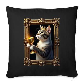 Medieval Cat in Picture Frame Art Crown - Sofa pillow with filling 45cm x 45cm - black - Front